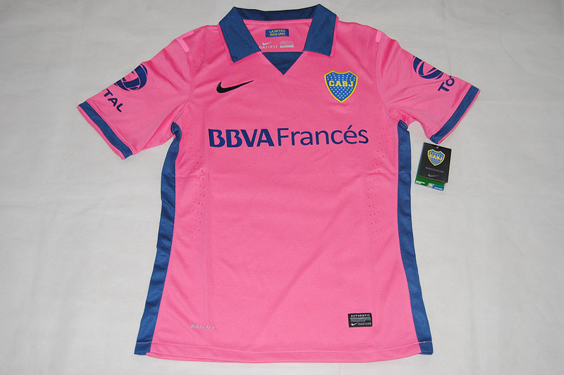 13-14 Boca Juniors Away Pink Jersey Shirt(Player Version) - Click Image to Close